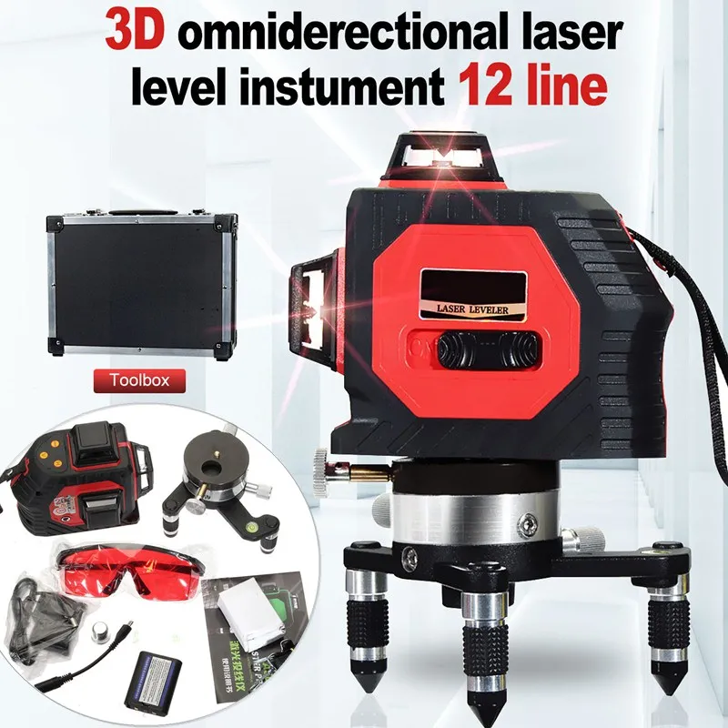 12 Lines Laser Level 3D Self-Leveling 360 Horizontal And Vertical Cross Outdoor Powerful Red Laser Beam Line
12 Lines Laser Level 3D Self-Leveling 360 Horizontal And Vertical Cross Outdoor Powerful Red Laser Beam Line