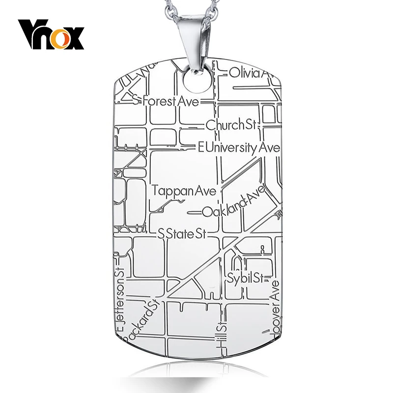 Vnox Personalized Necklaces Men's Map Dog Tag Stainless Steel Coordinate Pendant for Women Custom Gift for Him
Vnox Personalized Necklaces Men's Map Dog Tag Stainless Steel Coordinate Pendant for Women Custom Gift for Him
