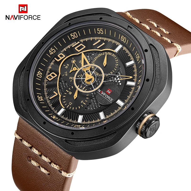 NAVIFORCE Men Creative Big Dial Square Sports Watches Waterproof Fashion Casual Leather Quartz Wrist Watch Man Relogio Masculino
NAVIFORCE Men Creative Big Dial Square Sports Watches Waterproof Fashion Casual Leather Quartz Wrist Watch Man Relogio Masculino
