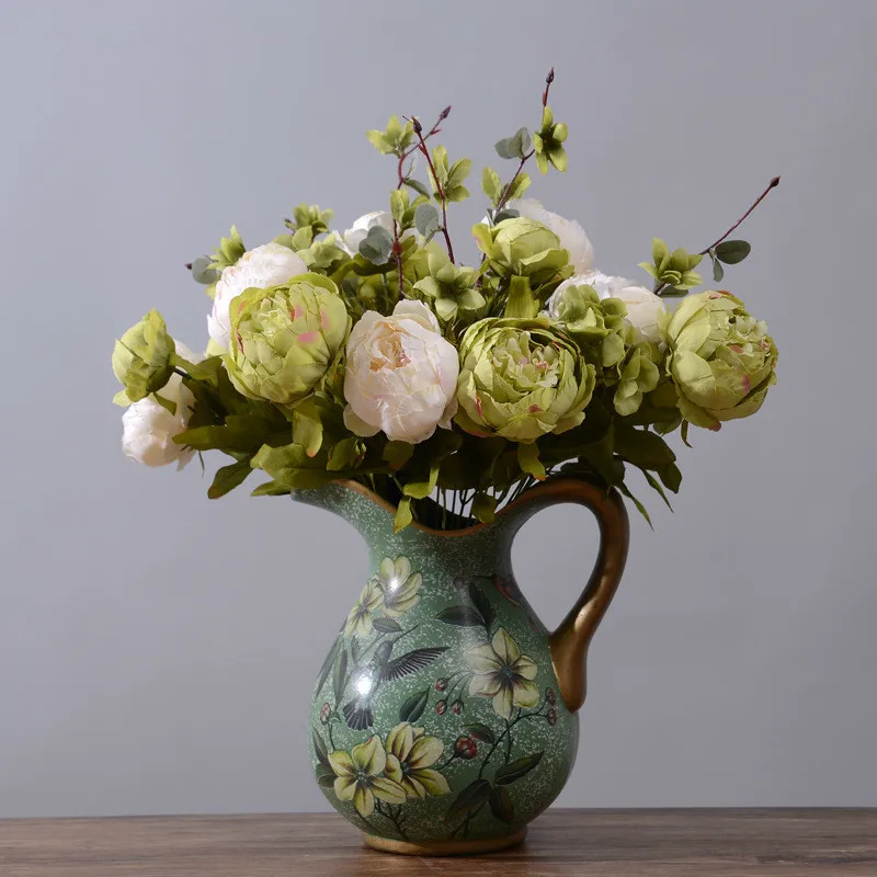 fake Peony flores bouquet - 18.5 in. tall ,6pcs flower 13 heads Simulation flower Wedding bouquet artificial flowers home decor 
fake Peony flores bouquet - 18.5 in. tall ,6pcs flower 13 heads Simulation flower Wedding bouquet artificial flowers home decor