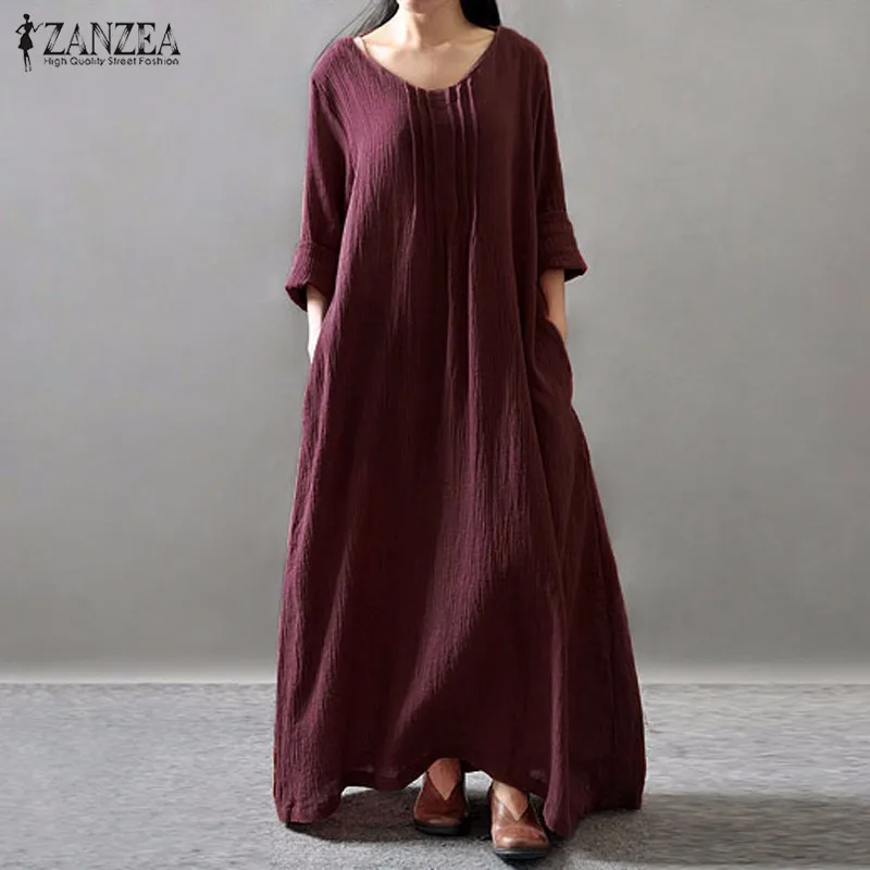 2019 ZANZEA Vintage Women Solid Cotton Linen Long Dress Autumn V Neck Long Sleeve Robe Vestido Casual Femme Kaftan Sundress
2019 ZANZEA Vintage Women Solid Cotton Linen Long Dress Autumn V Neck Long Sleeve Robe Vestido Casual Femme Kaftan Sundress