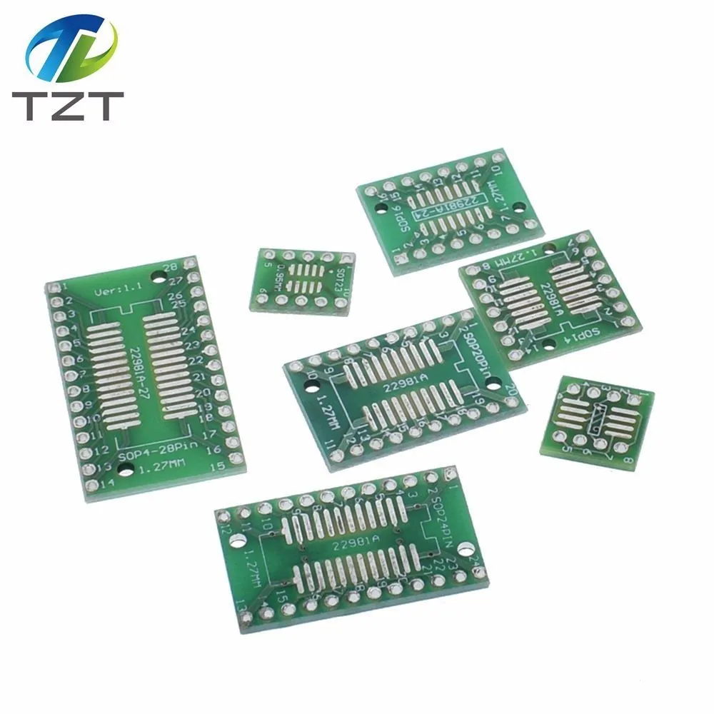 TZT 7pcs=7value* PCB Board Kit SMD Turn To DIP SOP MSOP SSOP TSSOP SOT23 8 10 14 16 20 24 28 SMT To DIP
TZT 7pcs=7value* PCB Board Kit SMD Turn To DIP SOP MSOP SSOP TSSOP SOT23 8 10 14 16 20 24 28 SMT To DIP