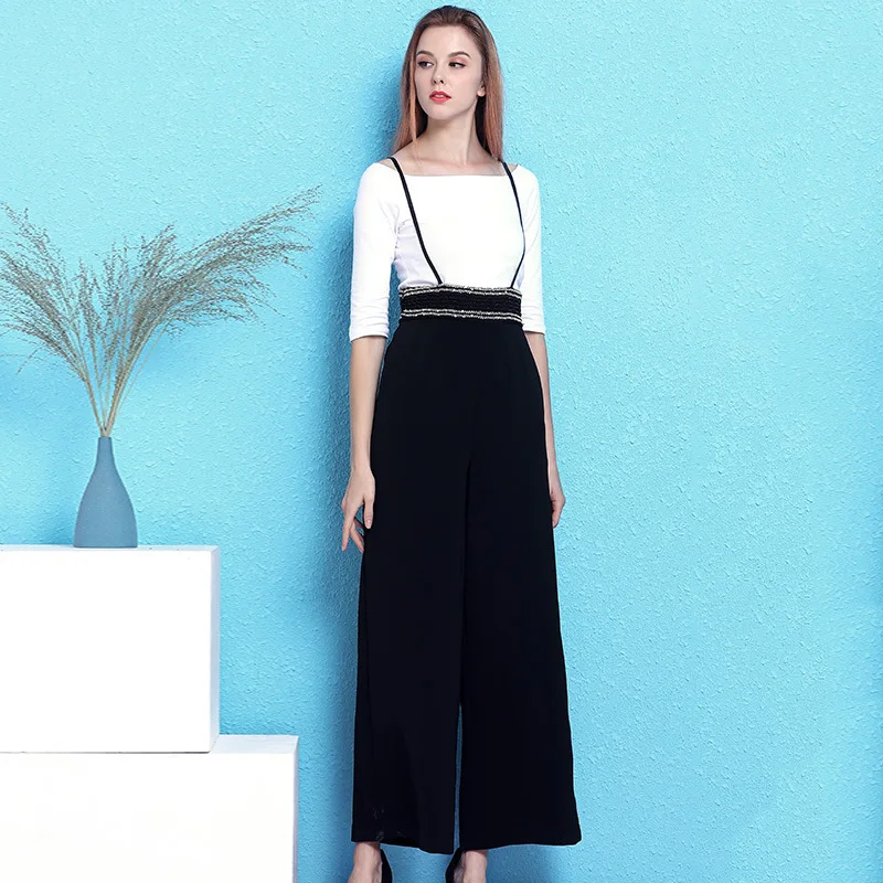 Nordic winds drape wide leg overalls female Spring new loose casual pants thin high waist spaghetti strap pants mujer NW19B6066
Nordic winds drape wide leg overalls female Spring new loose casual pants thin high waist spaghetti strap pants mujer NW19B6066