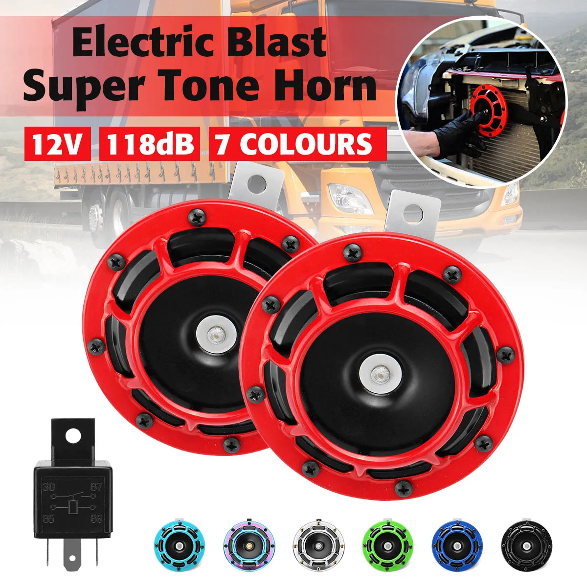 3pcs 12V 110db Loud Compact Grille Mount Electric Tone Blast Super Tone Hella Horn For Car Motorcycle For Truck With Relay
3pcs 12V 110db Loud Compact Grille Mount Electric Tone Blast Super Tone Hella Horn For Car Motorcycle For Truck With Relay