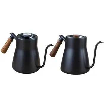 850ML Wooden Handle Coffee Pot With Thermometer Teflon Long Thin Mouth Kettle Driinkware 
850ML Wooden Handle Coffee Pot With Thermometer Teflon Long Thin Mouth Kettle Driinkware
