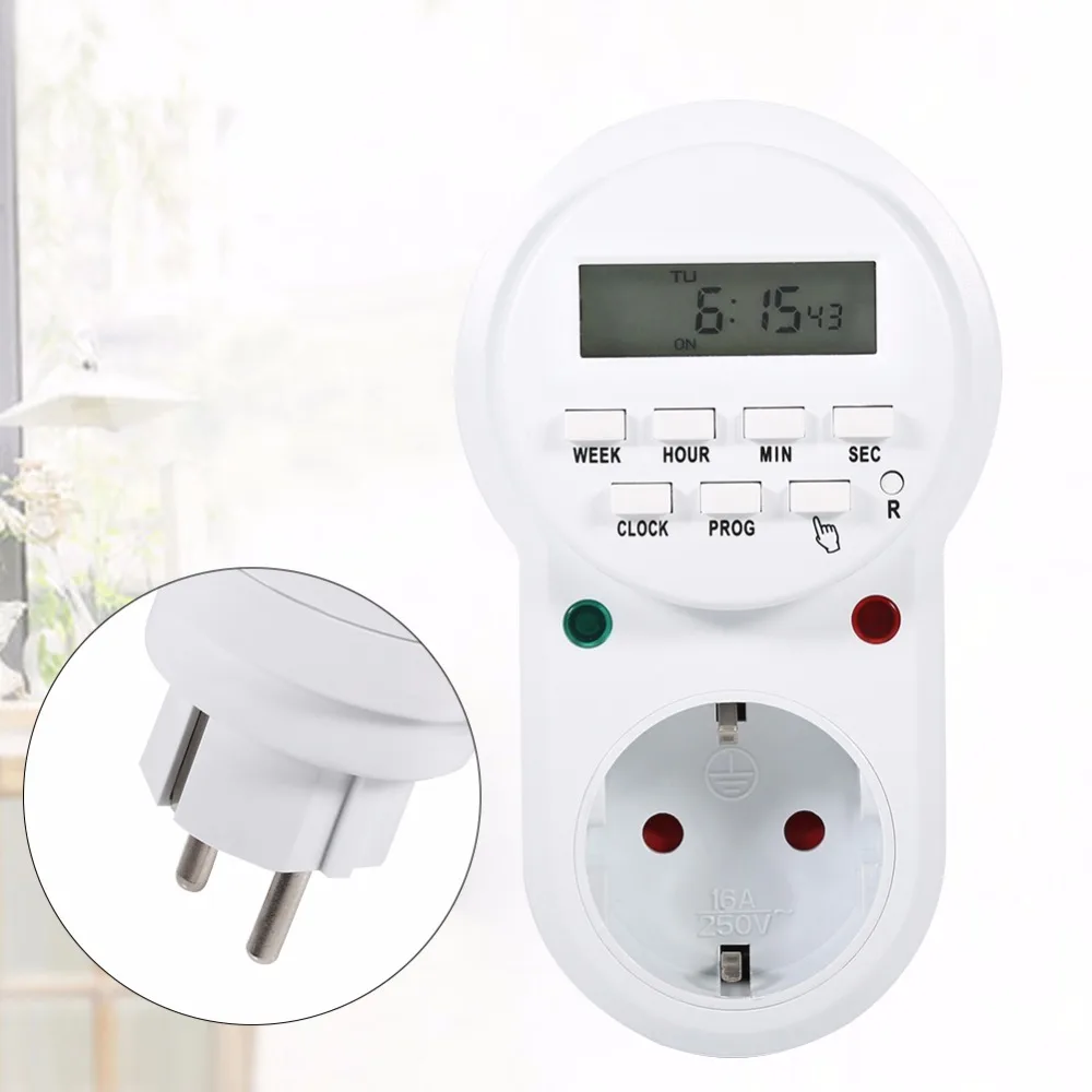 Digital Electronic Switch Socket Programmable Minute Hour Week 7 Day Timer Outlet Controller Lamp Holder Base Socket Plug
Digital Electronic Switch Socket Programmable Minute Hour Week 7 Day Timer Outlet Controller Lamp Holder Base Socket Plug