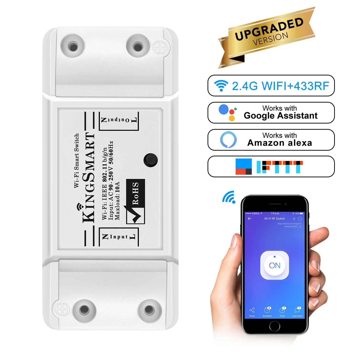 WiFi Smart Switch 433Mhz Intelligent Remote Wall-in Smart Switch Wireless Control For Smart Home Wifi Switch 10A 2200W
WiFi Smart Switch 433Mhz Intelligent Remote Wall-in Smart Switch Wireless Control For Smart Home Wifi Switch 10A 2200W
