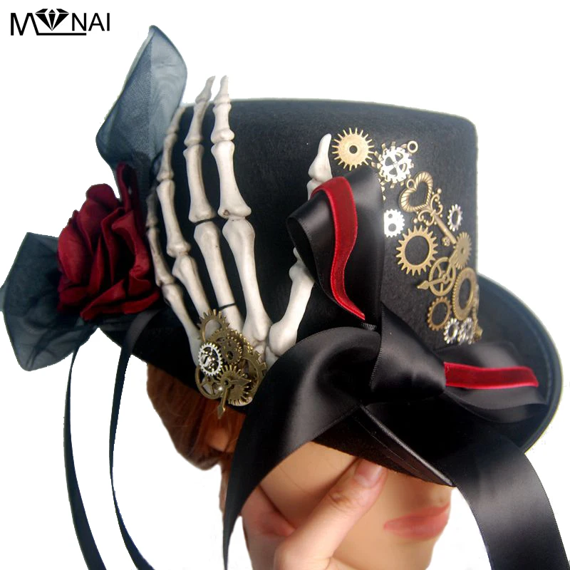 Vintage Retro Skeleton Skull Hat Steampunk Gears Hats Ribbon Lace Fedora Goth Party Festival Accessories
Vintage Retro Skeleton Skull Hat Steampunk Gears Hats Ribbon Lace Fedora Goth Party Festival Accessories