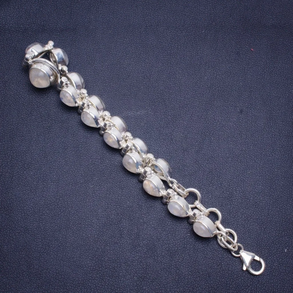 Natural Rainbow Moonstone Handmade Unique 925 Sterling Silver Bracelet 7.25-8.25" A3011
Natural Rainbow Moonstone Handmade Unique 925 Sterling Silver Bracelet 7.25-8.25" A3011