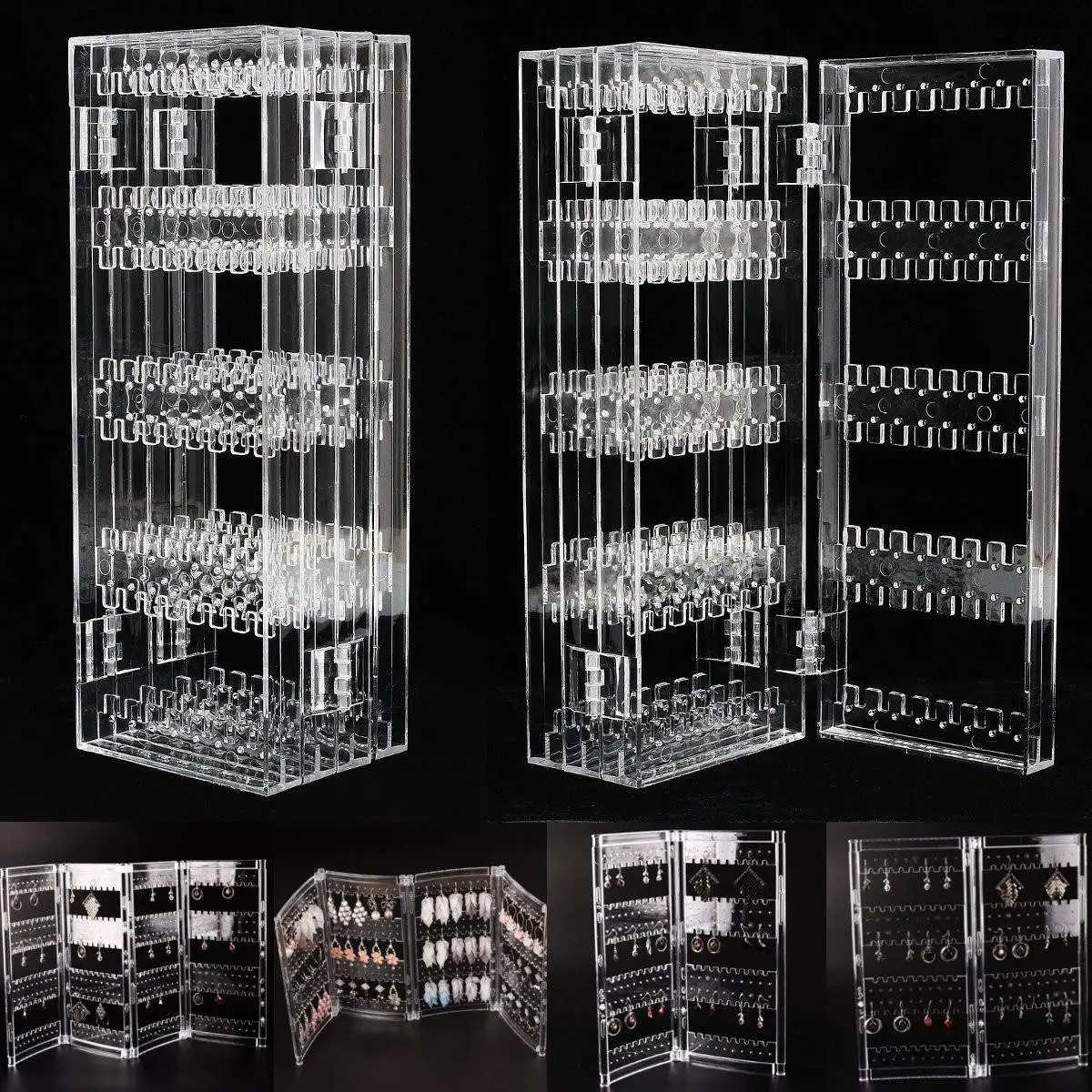 Clear Acrylic Earrings Ear Studs Necklace Display Rack Multifunctional Folding Screen Earring Jewelry Display Stand Holder Case
Clear Acrylic Earrings Ear Studs Necklace Display Rack Multifunctional Folding Screen Earring Jewelry Display Stand Holder Case