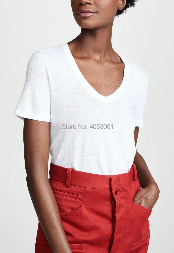 Linen 100% V Neck Short Sleeve T Shirt - 2019ss Women Red/White Solid Color Tees Top
Linen 100% V Neck Short Sleeve T Shirt - 2019ss Women Red/White Solid Color Tees Top
