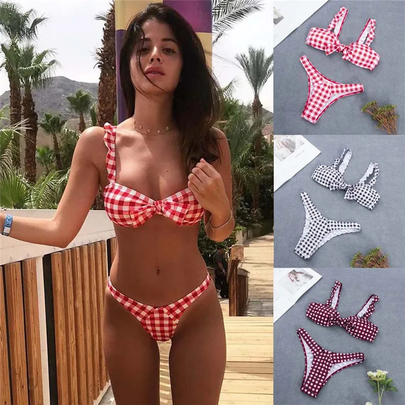 Plaids 2 piece bikinis Hot sexy bandage bow knotted lovely women femme bathing push up padded bandeau maillot de bain swimsuits
Plaids 2 piece bikinis Hot sexy bandage bow knotted lovely women femme bathing push up padded bandeau maillot de bain swimsuits