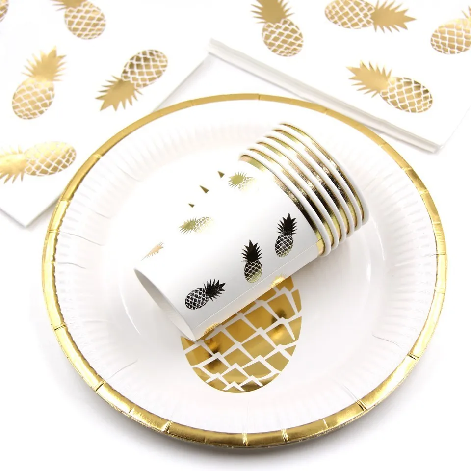 Summer Series Pineapple Disposable Hot Stamping Cutlery Set Paper Napkin Paper Plate Paper Cup Wedding Birthday Party Supplies
Summer Series Pineapple Disposable Hot Stamping Cutlery Set Paper Napkin Paper Plate Paper Cup Wedding Birthday Party Supplies