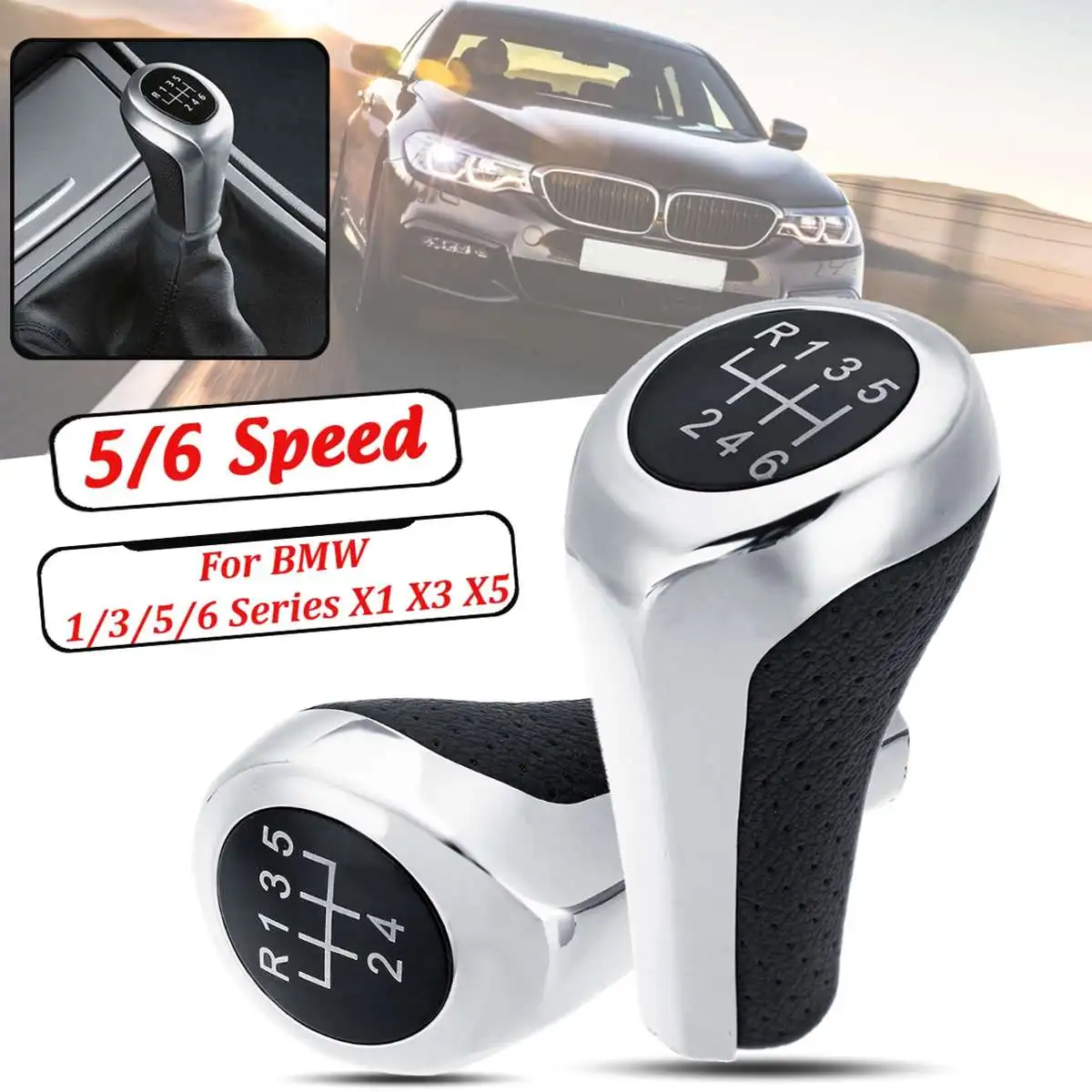 5 6 Speed Gear Shift Knob Stick Leather Matt Sliver for Bmw 1 3 5 6 Series X1 X3 X5 E82 E90 E91 E60 E63 E83 E84 E53 Circle Cap
5 6 Speed Gear Shift Knob Stick Leather Matt Sliver for Bmw 1 3 5 6 Series X1 X3 X5 E82 E90 E91 E60 E63 E83 E84 E53 Circle Cap