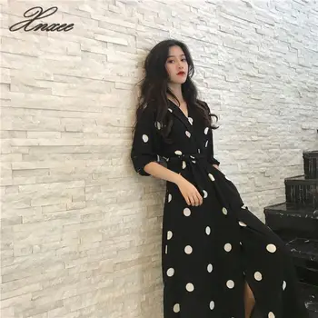 Summer Women's Dress Korean Style Fashion V-neck Ladies Long Dress Casual Half Sleeve Dot Dress Female New 2020
Summer Women's Dress Korean Style Fashion V-neck Ladies Long Dress Casual Half Sleeve Dot Dress Female New 2020