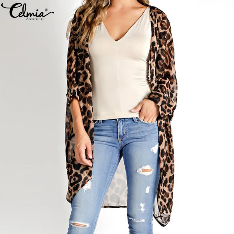 Celmia 2019 Summer Vintage Kimono Cardigans Leopard Printed Blouses Women Tops Beach Cover Up Shirt Loose Blusas Femininas S-5XL
Celmia 2019 Summer Vintage Kimono Cardigans Leopard Printed Blouses Women Tops Beach Cover Up Shirt Loose Blusas Femininas S-5XL