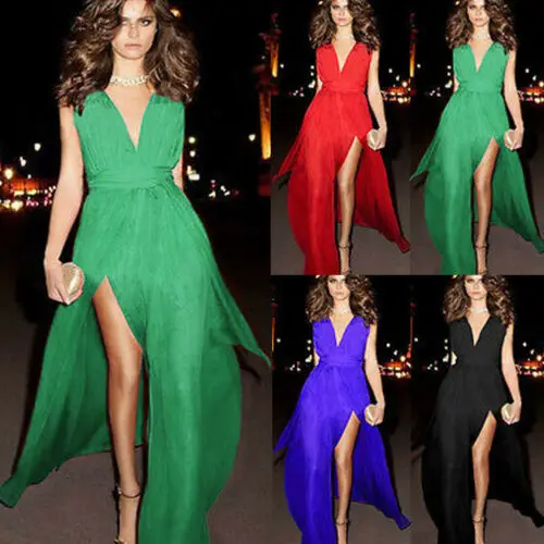 Women Summer Sleeveless V Neck Boho Chiffon Party Evening Beach Split Dresses Long Maxi Dress Sundress
Women Summer Sleeveless V Neck Boho Chiffon Party Evening Beach Split Dresses Long Maxi Dress Sundress