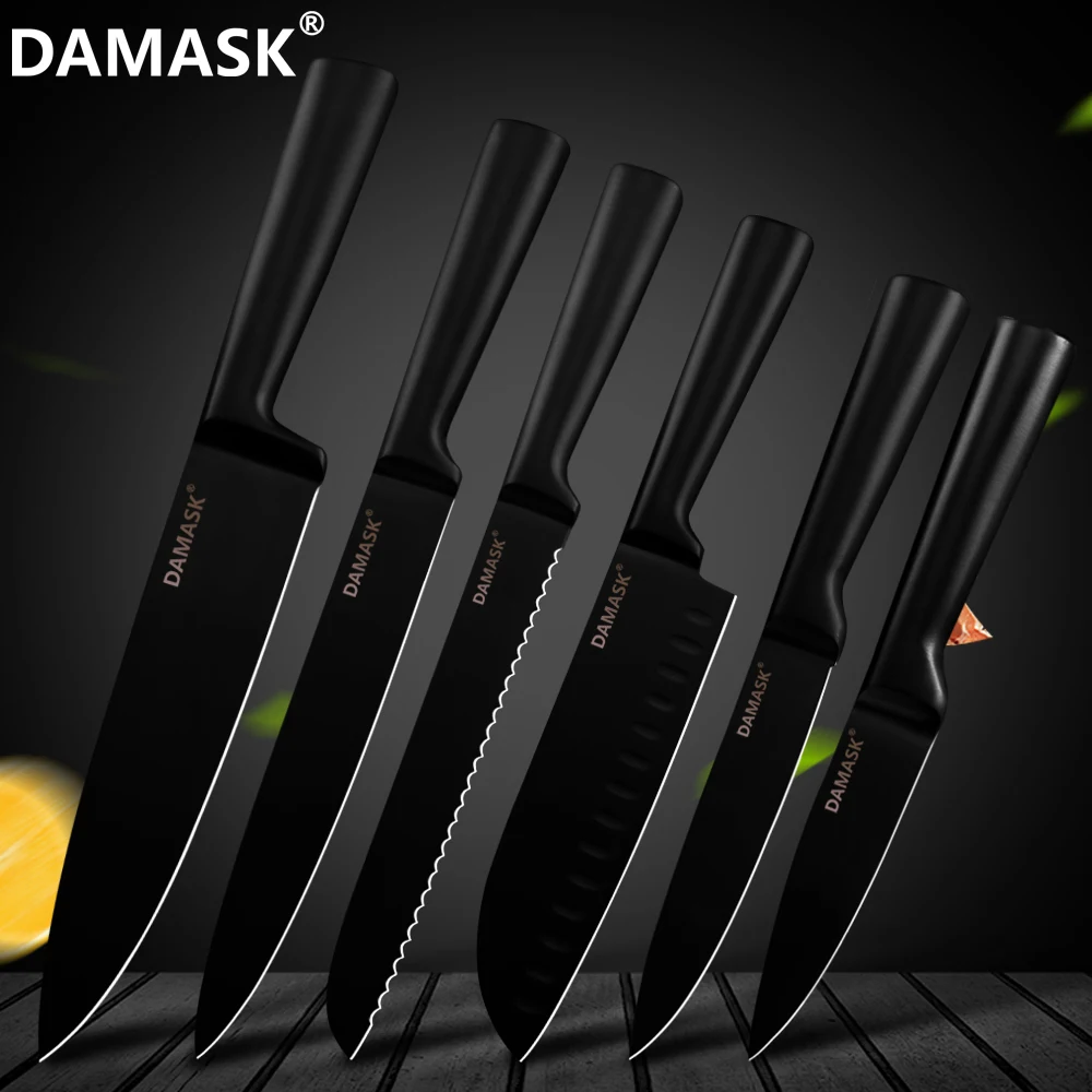 Damask Cutlery Kitchen Knife Set 3cr13 Stainless Steel Knives Paring Utility Santoku Chef Bread Slicing Knives Cooking Accessory
Damask Cutlery Kitchen Knife Set 3cr13 Stainless Steel Knives Paring Utility Santoku Chef Bread Slicing Knives Cooking Accessory