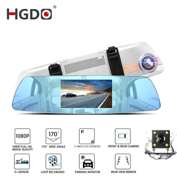 HGDO Car recorder DVR Dash cam Dual lens Rearview mirror VCR Full HD 1080P 5 inch touch screen Night vision camara para auto
HGDO Car recorder DVR Dash cam Dual lens Rearview mirror VCR Full HD 1080P 5 inch touch screen Night vision camara para auto