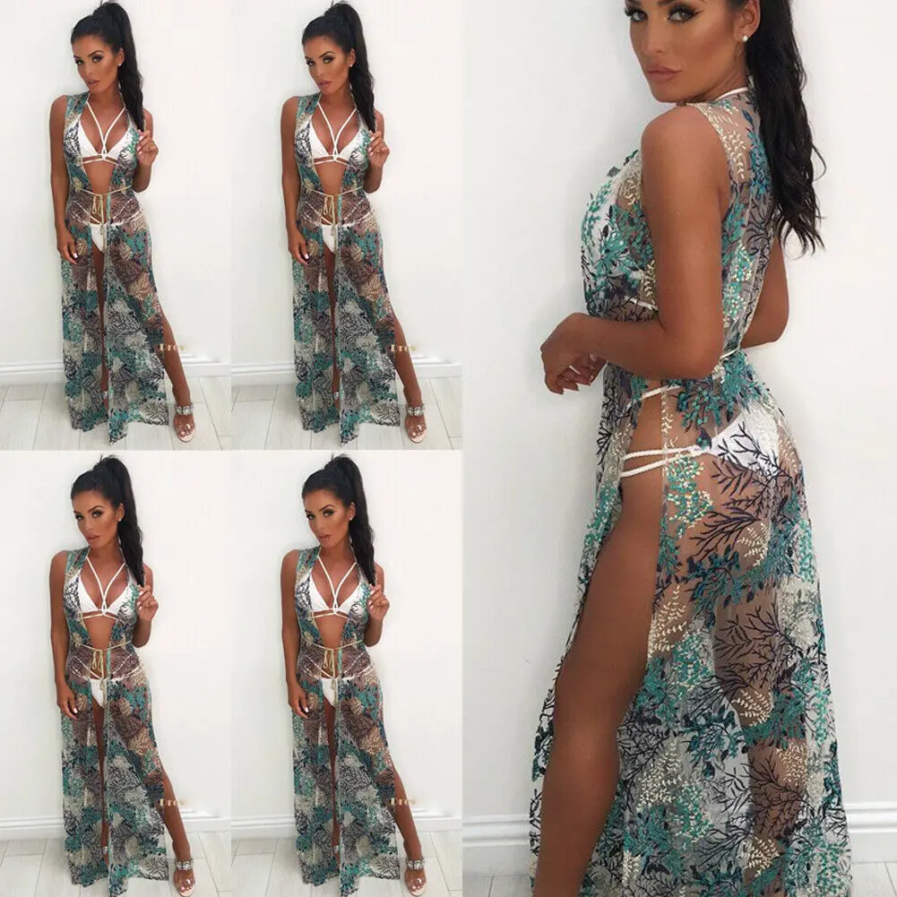 Sexy Ladies Women Lace Floral Bikini Cover-Ups Crochet Summer Beach Dress Bikini Cover Up Long Swimwear Bathing Suit With Belt
Sexy Ladies Women Lace Floral Bikini Cover-Ups Crochet Summer Beach Dress Bikini Cover Up Long Swimwear Bathing Suit With Belt