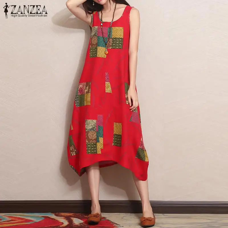 2019 ZANZEA Summer Floral Printed Midi Dress Women Sleeveless Cotton Linen Baggy Dresses Vintage Loose Casual Tanks Vestido
2019 ZANZEA Summer Floral Printed Midi Dress Women Sleeveless Cotton Linen Baggy Dresses Vintage Loose Casual Tanks Vestido