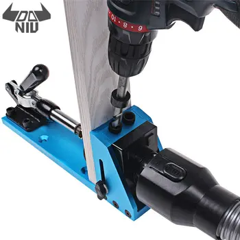 

DANIU Aluminum Alloy Woodworking Pocket Hole jig System 9.5mm Hole Guide with Toggle Clamp Dust Removal Port Blue Color