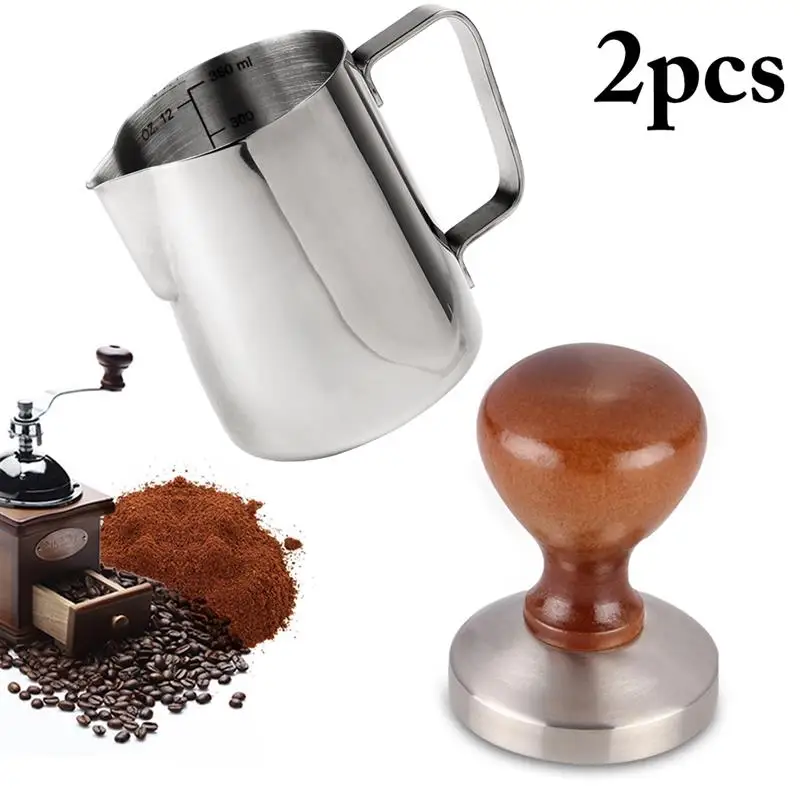 58MM Espresso Coffee Tamper With 12oz Frothing Pither Barista Style American Flat Base Wood Handle Solid Heavy Stainless Steel
58MM Espresso Coffee Tamper With 12oz Frothing Pither Barista Style American Flat Base Wood Handle Solid Heavy Stainless Steel