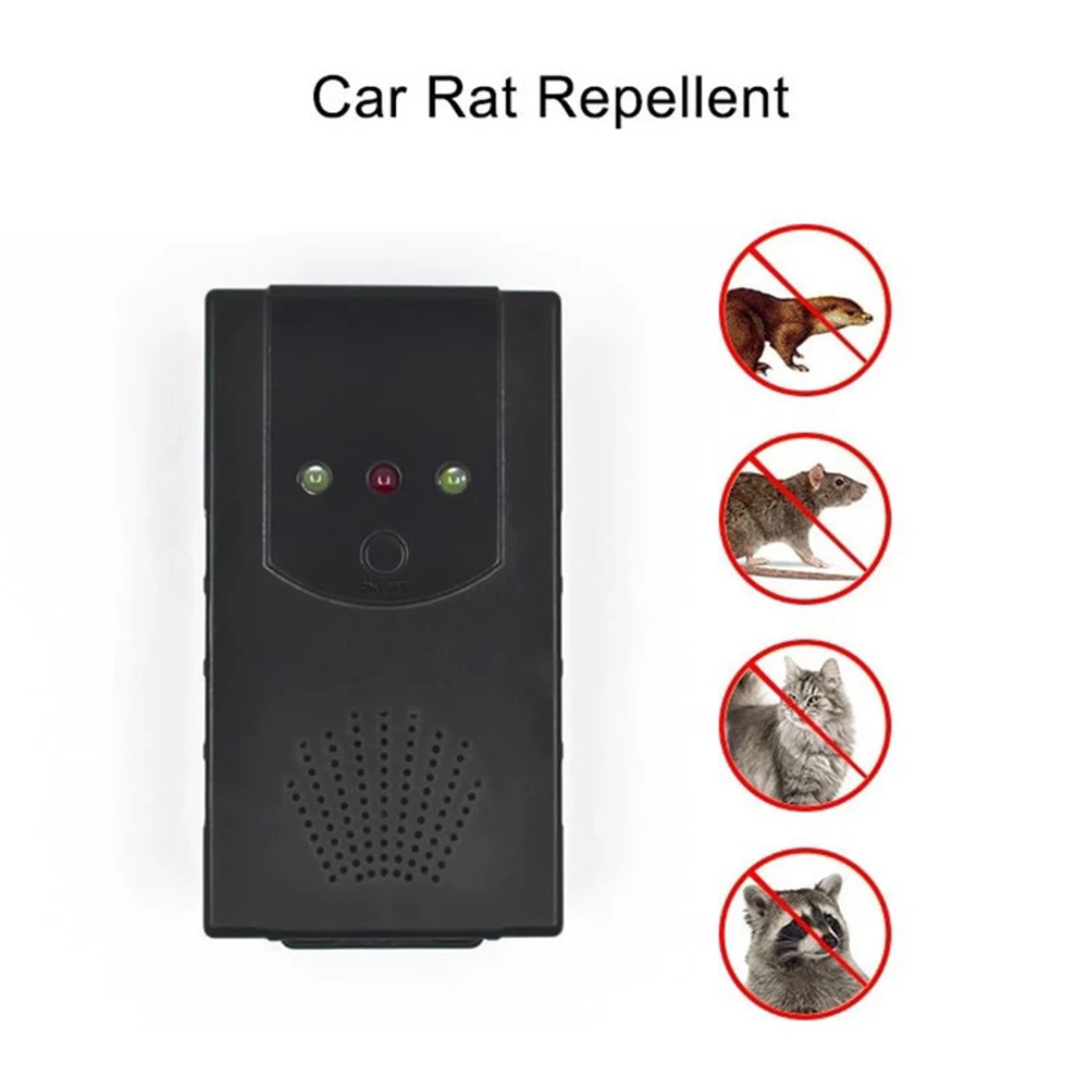 

Car Under Hood Animal Pest Repeller Vehicle Rodent Repellent Ultrasonic Rat Deterrent 12V Automobile With LED Flashlights