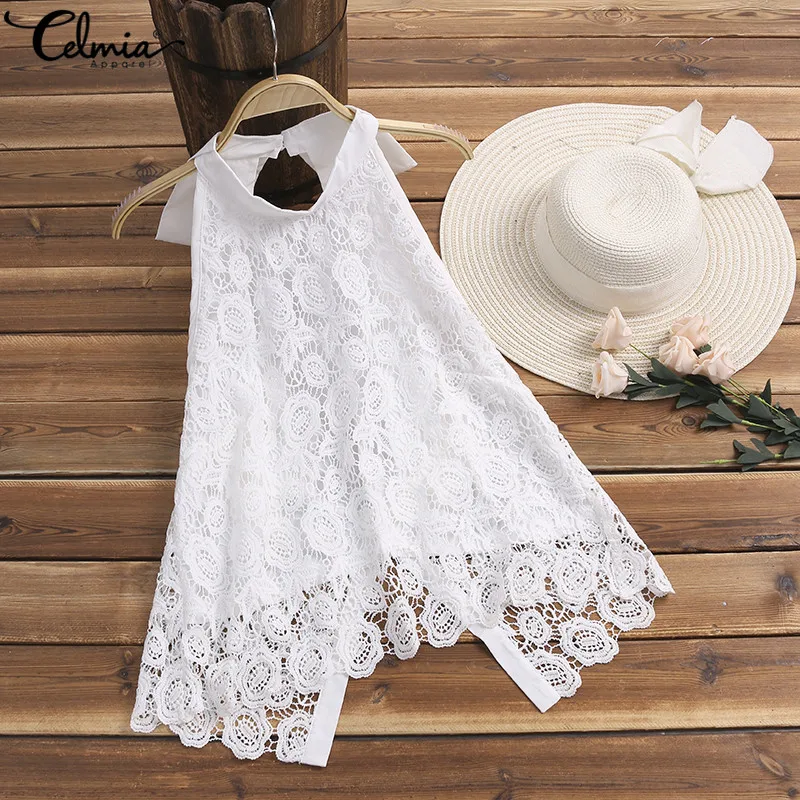 Celmia 2019 Summer Women Sexy Tank Cami Tops Plus Size Vest Sleeveless Backless Halter Shirt White Lace Blouse Casual Tank Top
Celmia 2019 Summer Women Sexy Tank Cami Tops Plus Size Vest Sleeveless Backless Halter Shirt White Lace Blouse Casual Tank Top