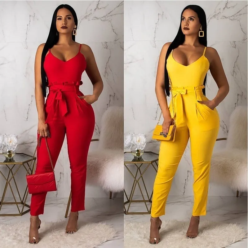 PFFLOOK Summer Sexy Rompers Womens Jumpsuit 2019 Sashes Sleeveless Backless Jumpsuit Party Club Elegant Jumpsuits For Women
PFFLOOK Summer Sexy Rompers Womens Jumpsuit 2019 Sashes Sleeveless Backless Jumpsuit Party Club Elegant Jumpsuits For Women