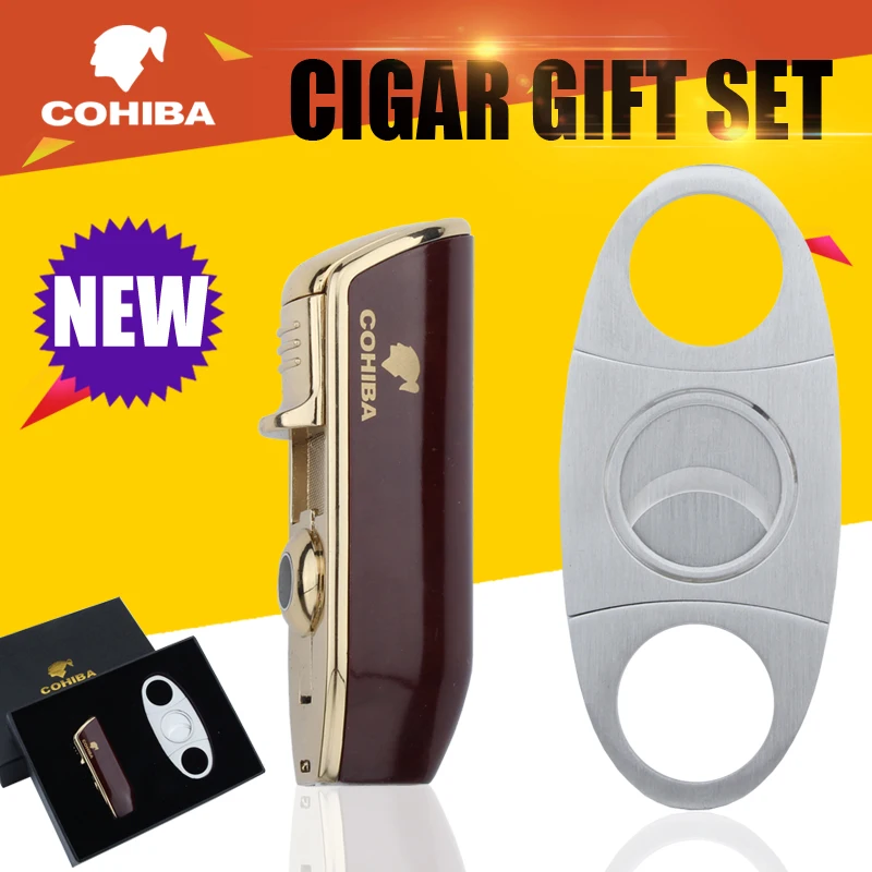 COHIBA Cigar Lighter 3 Jet Torch Flame Lighter Stainless Steel Cigar Cutter Sharp With Cigar Puncher Gift Box Set
COHIBA Cigar Lighter 3 Jet Torch Flame Lighter Stainless Steel Cigar Cutter Sharp With Cigar Puncher Gift Box Set