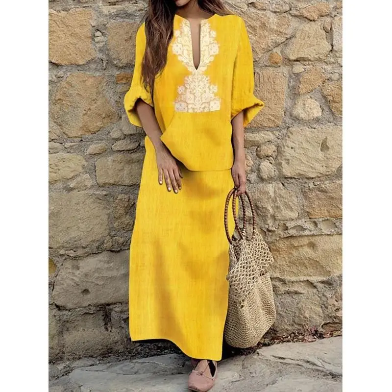 Floral Print Casual Loose Women Cotton Linen Dress Side Split Boho V Neck Pocket Long Sleeve Linen Long Maxi Dress 2XL
Floral Print Casual Loose Women Cotton Linen Dress Side Split Boho V Neck Pocket Long Sleeve Linen Long Maxi Dress 2XL