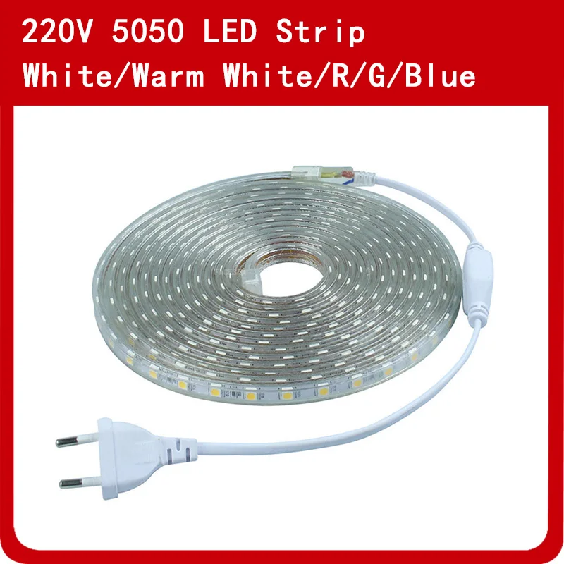 SMD 5050 AC220V LED Strip Waterproof Flexible Light 60leds/m Led Tape LED Light With Power Plug 1M/2M/3M/5M/6M/8M/9M/10M/15M
SMD 5050 AC220V LED Strip Waterproof Flexible Light 60leds/m Led Tape LED Light With Power Plug 1M/2M/3M/5M/6M/8M/9M/10M/15M