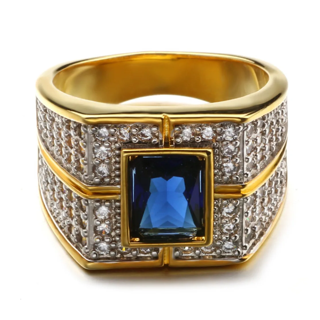 AAA+Cubic Blue Zircon Ring Wedding Rings Bling Bling Copper Material Gold Color Iced Full CZ Rings Men's Fashion Jewelry Gift
AAA+Cubic Blue Zircon Ring Wedding Rings Bling Bling Copper Material Gold Color Iced Full CZ Rings Men's Fashion Jewelry Gift