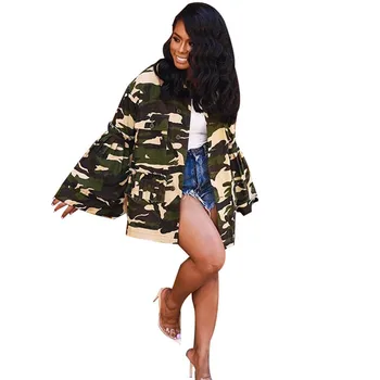 Women Spring Army Green Camouflage Jackets Flare Sleeve Bow Casual Coats Blouses Vintage Loose Jacket Outwear
Women Spring Army Green Camouflage Jackets Flare Sleeve Bow Casual Coats Blouses Vintage Loose Jacket Outwear
