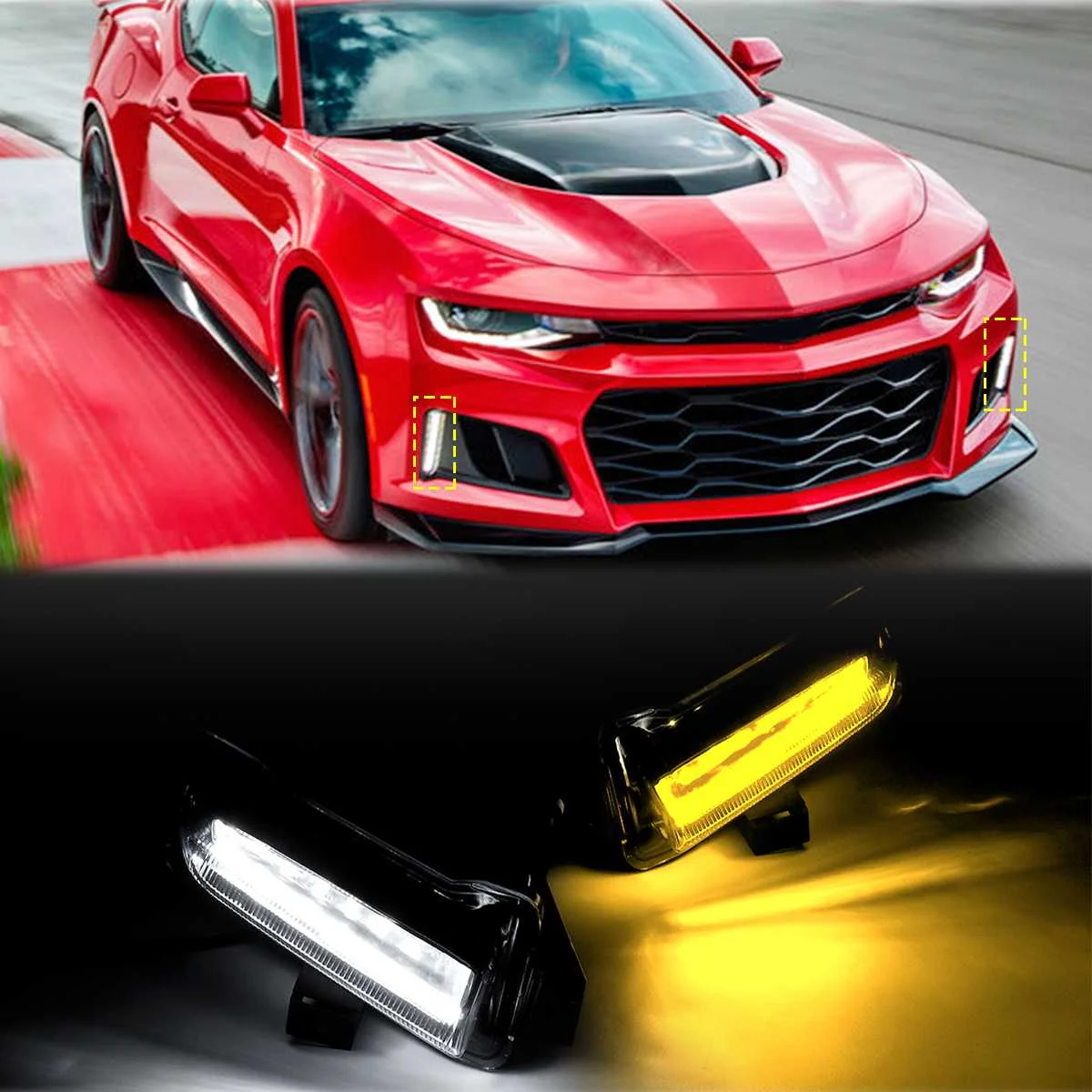 Dual Light White+ Amber DRL LED For 2016-2018 Chevy Camaro ZL1 1LT RS DRL Fog Turn Signal Lights LED Clear Lens
Dual Light White+ Amber DRL LED For 2016-2018 Chevy Camaro ZL1 1LT RS DRL Fog Turn Signal Lights LED Clear Lens