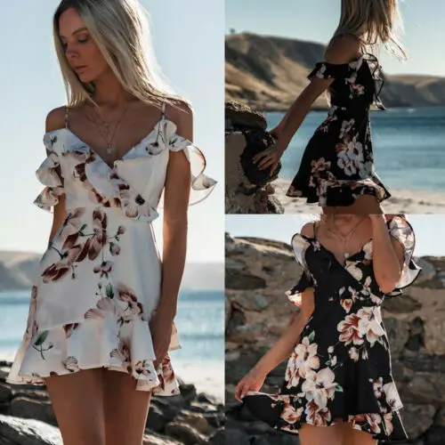Women Sexy And Charming V-Neck Floral Dress Summer Beach Ruffle Sundress Evening Party Casual Dresses HOT SALE
Women Sexy And Charming V-Neck Floral Dress Summer Beach Ruffle Sundress Evening Party Casual Dresses HOT SALE