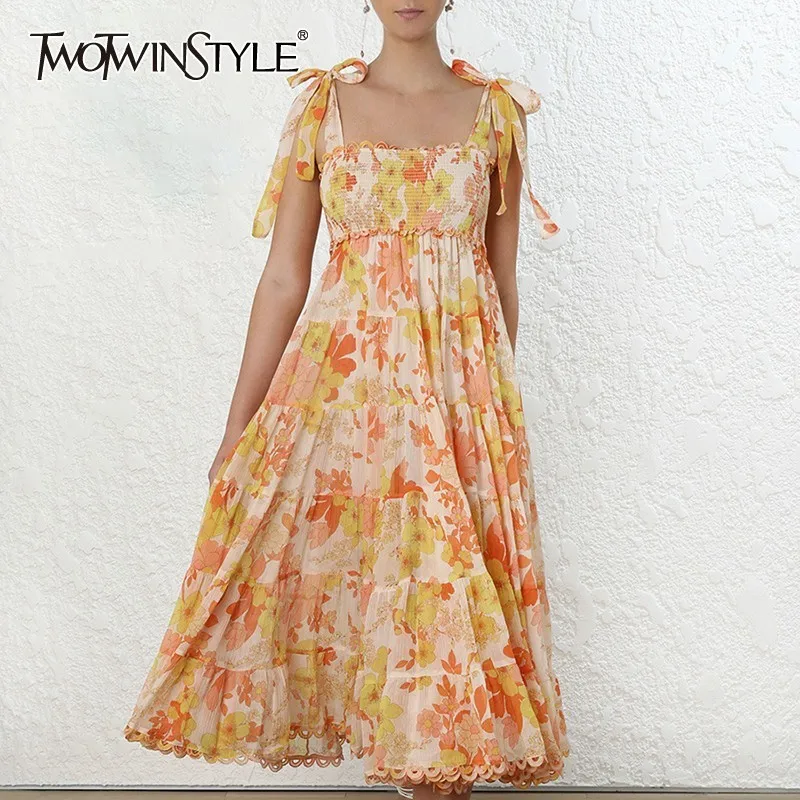 TWOTWINSTYLE Casual Print Women Dress Strap Off Shoulder Sleeveless Bandage High Waist Midi Dresses Female Summer 2019 Fashion
TWOTWINSTYLE Casual Print Women Dress Strap Off Shoulder Sleeveless Bandage High Waist Midi Dresses Female Summer 2019 Fashion