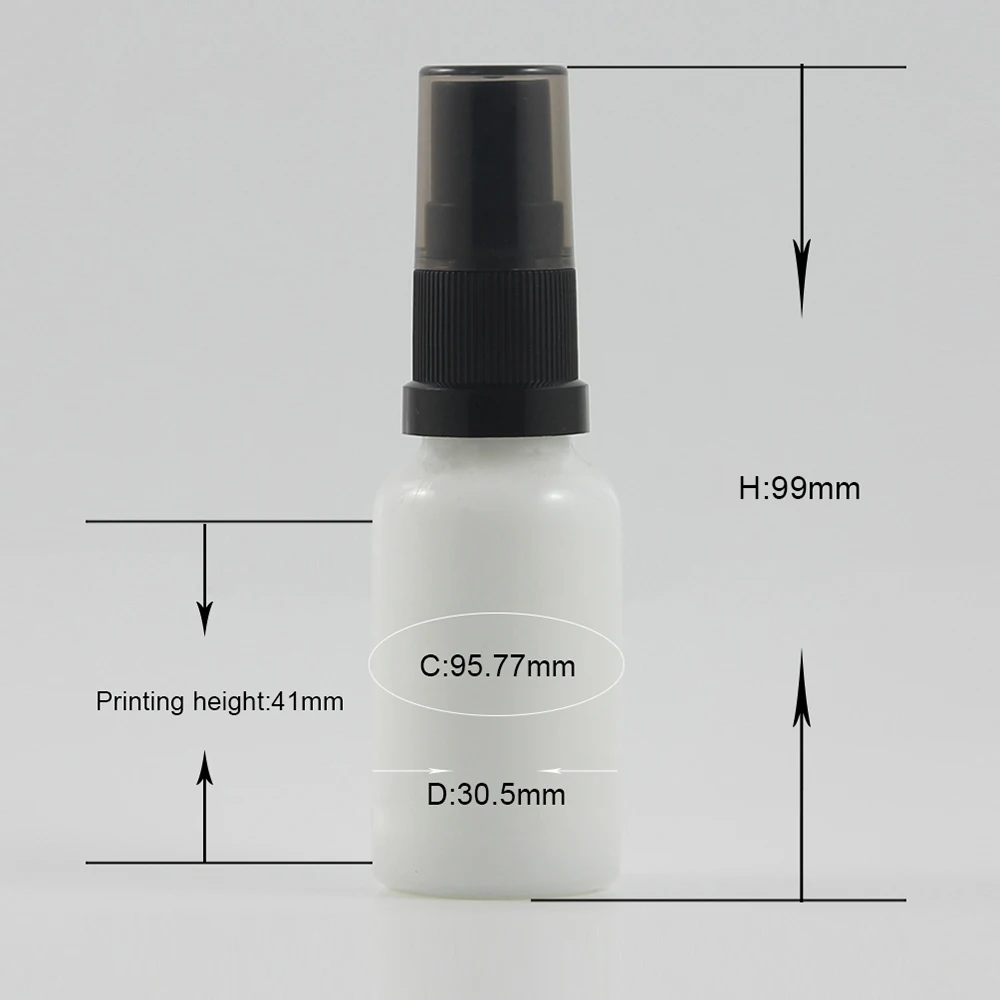 Black plastic pump mist spray water bottle with clear black lids 20ml, Opal white glass bottle
Black plastic pump mist spray water bottle with clear black lids 20ml, Opal white glass bottle