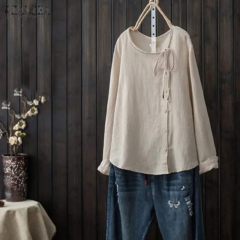 2019 ZANZEA Women's Long Sleeve Button Shirts Vintage Linen Blouse Female Casual Blusas Robe Plus Size Chemise Tunic Tops Tee
2019 ZANZEA Women's Long Sleeve Button Shirts Vintage Linen Blouse Female Casual Blusas Robe Plus Size Chemise Tunic Tops Tee