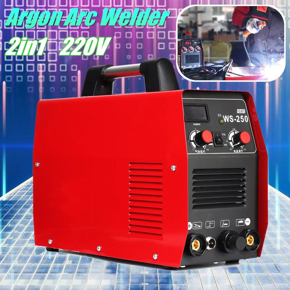 WS-250 15-250A 7000W Handheld Mini MMA IGBT Inverter 220V Mini Electric ARC TIG Welding Welders Inverter Machine Tool
WS-250 15-250A 7000W Handheld Mini MMA IGBT Inverter 220V Mini Electric ARC TIG Welding Welders Inverter Machine Tool