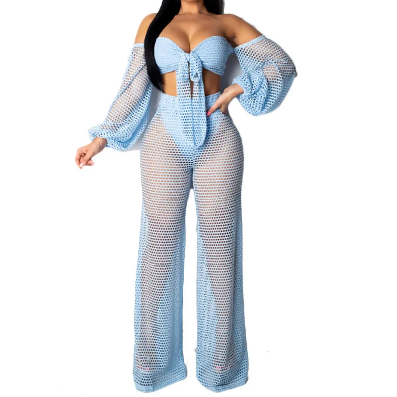 Sexy See Though Knitting Two Piece Set Hollow Out Off Shoulder 2 Piece Set Women Pant And Top Long Sleeve Plus Size Beach Outfit
Sexy See Though Knitting Two Piece Set Hollow Out Off Shoulder 2 Piece Set Women Pant And Top Long Sleeve Plus Size Beach Outfit