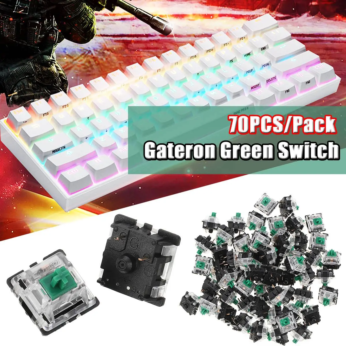 Gateron Clicky Green Switch 70PCS Pack 3Pin Keyboard Switch for Mechanical Gaming Keyboard
Gateron Clicky Green Switch 70PCS Pack 3Pin Keyboard Switch for Mechanical Gaming Keyboard