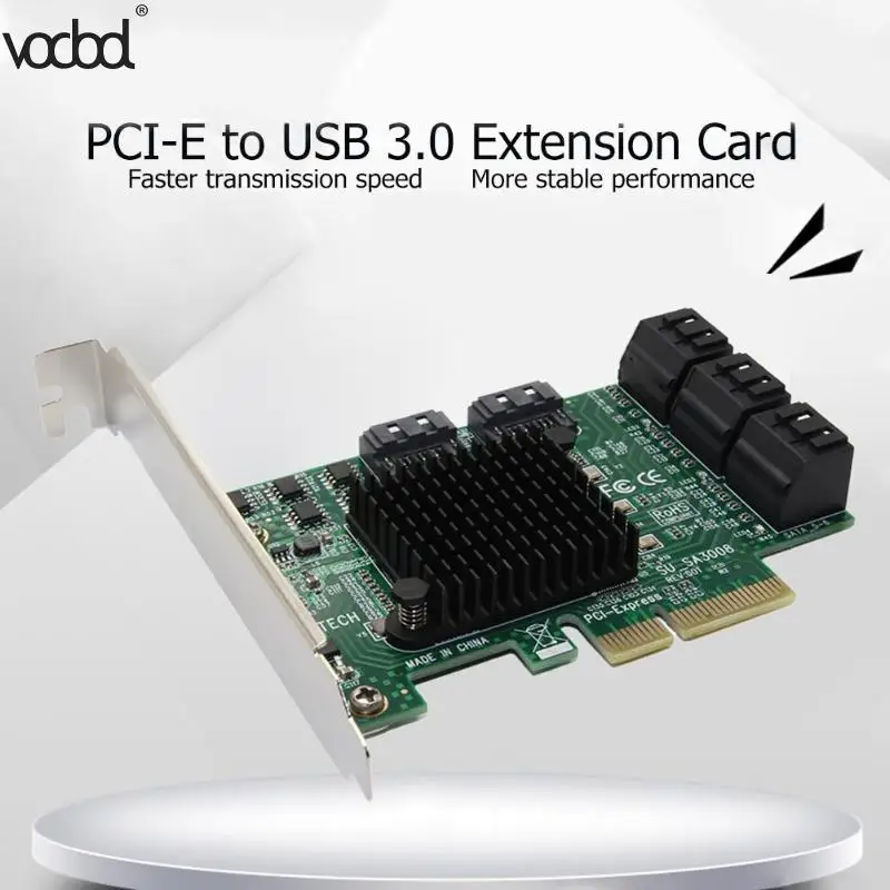 8-port 6Gbps SATA3.0 Expansion Card VODOOL SA3008 ASM1061 PCI-E Chip Adapter Card High-speed Arithmetic Core High Compatibility
8-port 6Gbps SATA3.0 Expansion Card VODOOL SA3008 ASM1061 PCI-E Chip Adapter Card High-speed Arithmetic Core High Compatibility