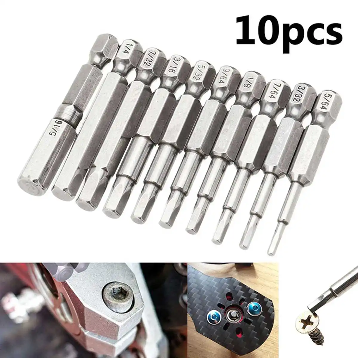 10pcs 50mm Hex Head Long Allen Impact Drill Bit Set Magnetic 1/4 Inch Hex Shank Bits Quick Release for Drill Screwdriver
10pcs 50mm Hex Head Long Allen Impact Drill Bit Set Magnetic 1/4 Inch Hex Shank Bits Quick Release for Drill Screwdriver