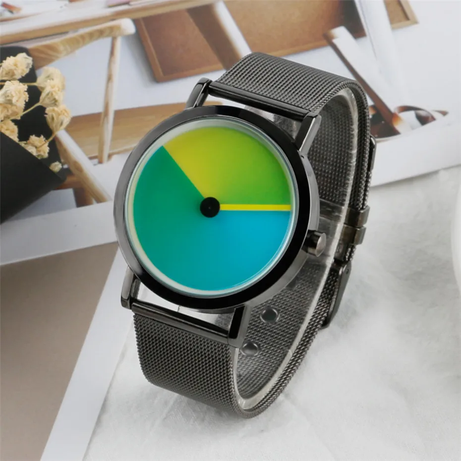 Stylish Mens Watches Unique Purplr/Blue/Green Design Wristwatch Mesh Stainless Steel Band Creative Coloful Turntable Clock Man
Stylish Mens Watches Unique Purplr/Blue/Green Design Wristwatch Mesh Stainless Steel Band Creative Coloful Turntable Clock Man