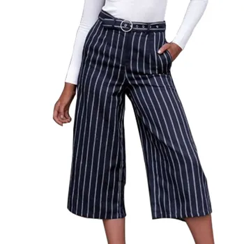 New Arrival Women High Waist Pockets Casual Pants Summer Sashes White/Blue Striped Wide Leg Loose Trousers
New Arrival Women High Waist Pockets Casual Pants Summer Sashes White/Blue Striped Wide Leg Loose Trousers