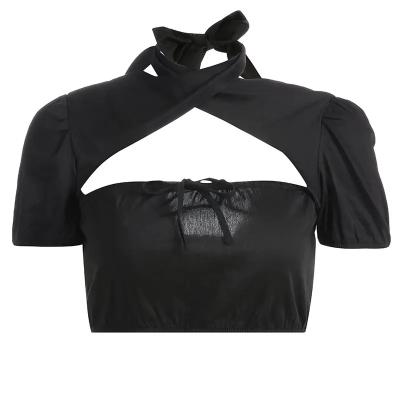 Rosetic Women Sexy Tee Shirt Summer Black Gothic Halter Cross Lace Up Hollow Crop Top Slim Girl Backless Club Wear Goth T Shirts
Rosetic Women Sexy Tee Shirt Summer Black Gothic Halter Cross Lace Up Hollow Crop Top Slim Girl Backless Club Wear Goth T Shirts
