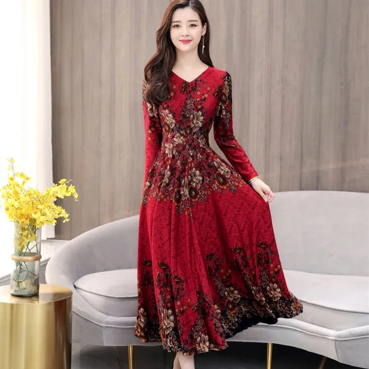 Fashion Women Vintage Thin Slim A-Line Dress Ladies Spring Floral Print V-Neck Party Dresses
Fashion Women Vintage Thin Slim A-Line Dress Ladies Spring Floral Print V-Neck Party Dresses