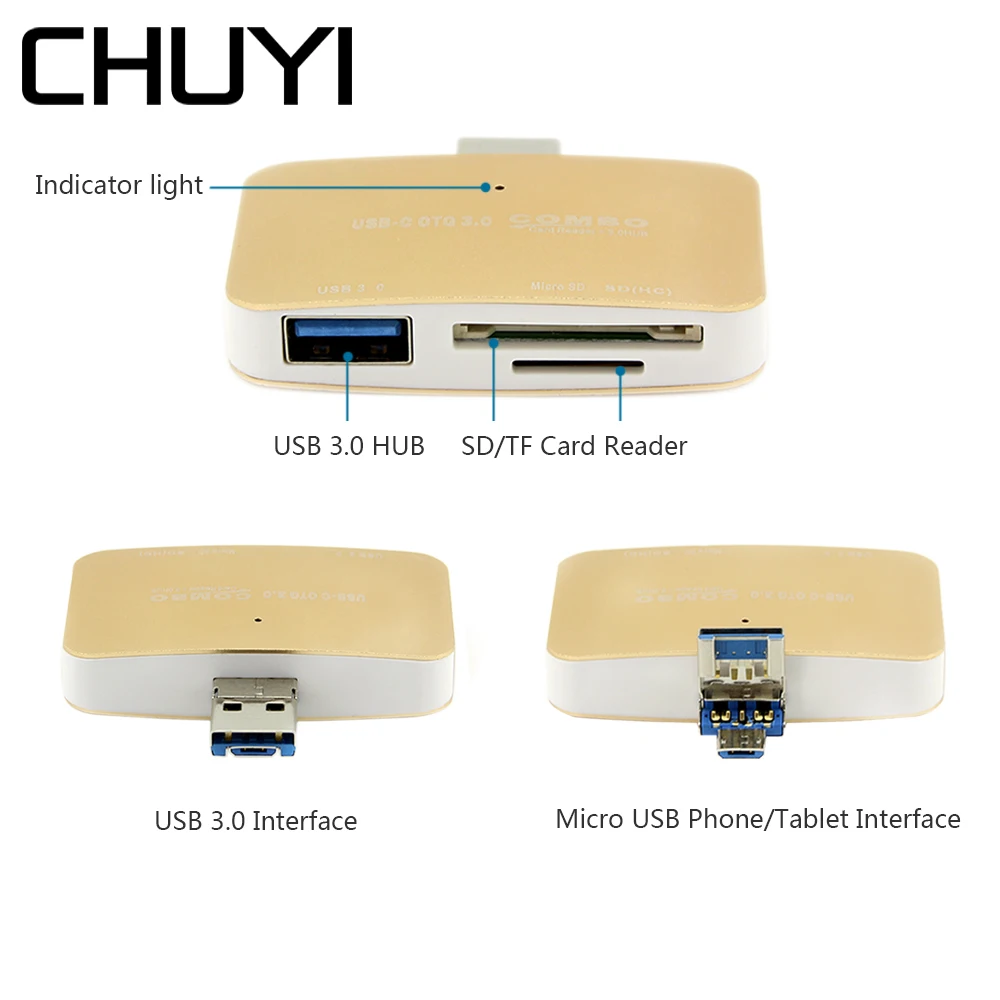 Чуи нескольких карт OTG USB 3 0 концентратор с SD/устройство для считывания tf-карт Micro